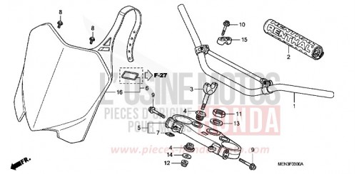 TUYAU DE GUIDON/PONT SUPERIEUR CRF450RB de 2011